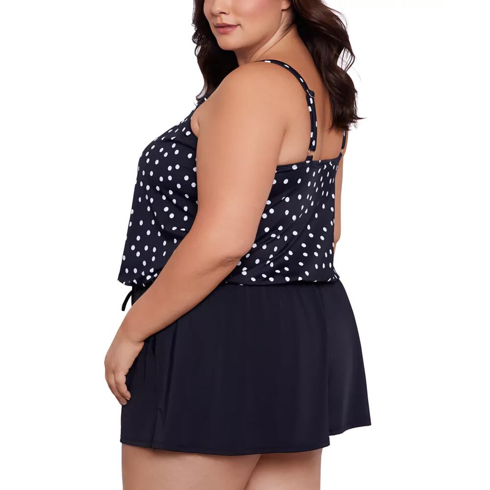Swim Solutions Plus Size Polka Dot Swim‎ Romper One-Piece – Size 22W - Picture 2 of 3